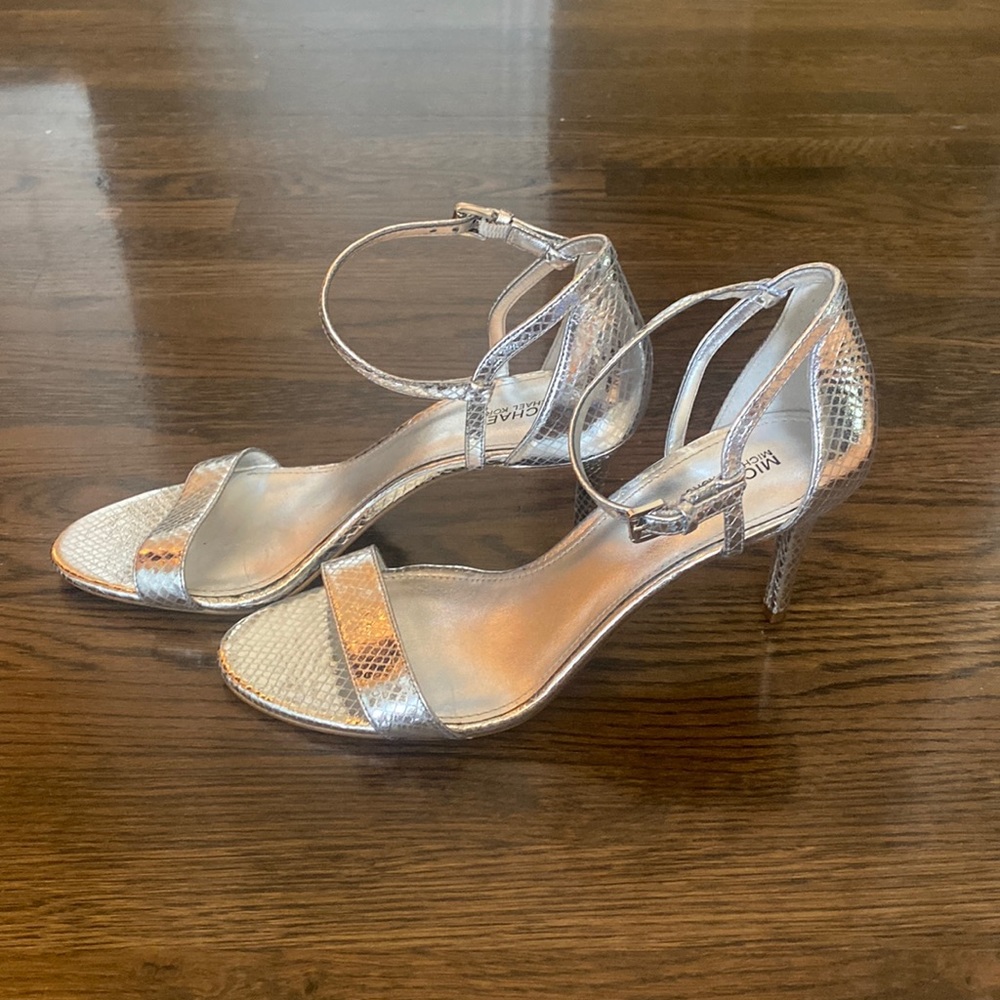 Michael Kors Silver Faux Snake Heels